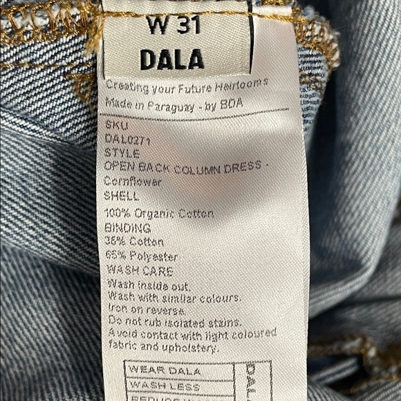 NWT DALA 31 Open Back Column Dress Cornflower Blue Denim Midi Sz 31 - Picture 7 of 10